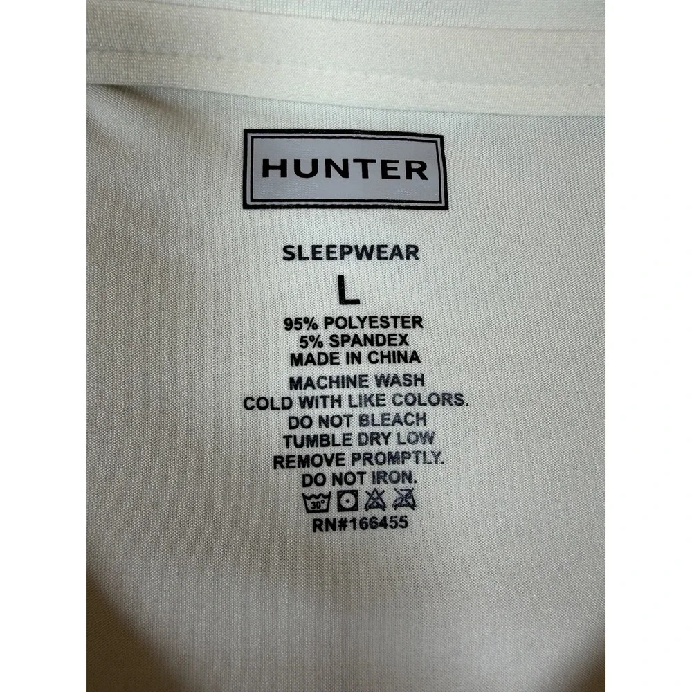 NWT  Hunter Sleepwear Pajama Top Womens Large White Notch Collar Button Front
